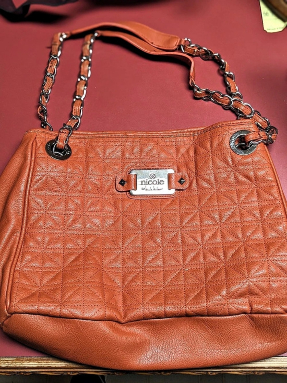 Nicole by Nicole Miller Geometric Shoulder Bag in Orange